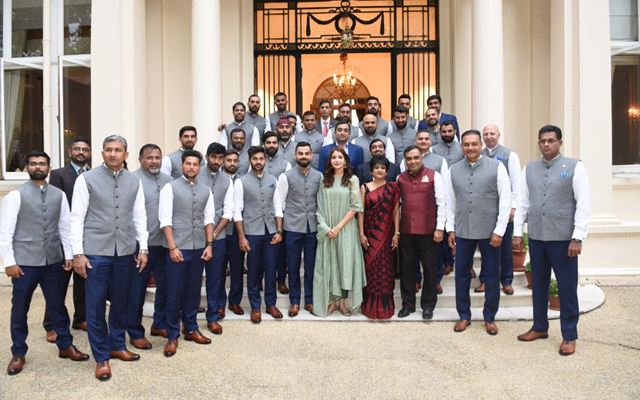 Team India members at the High Commission of India in London