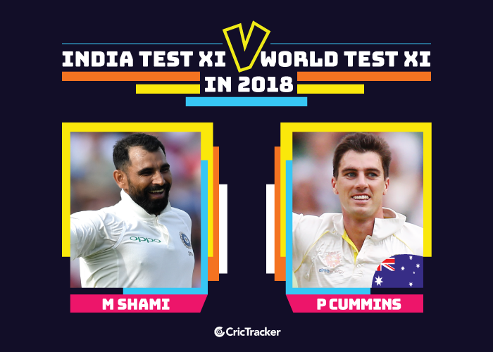 India-Test-XI-vs-World-Test-XI-in-2018-Pat-Cummins-v-M-Shami