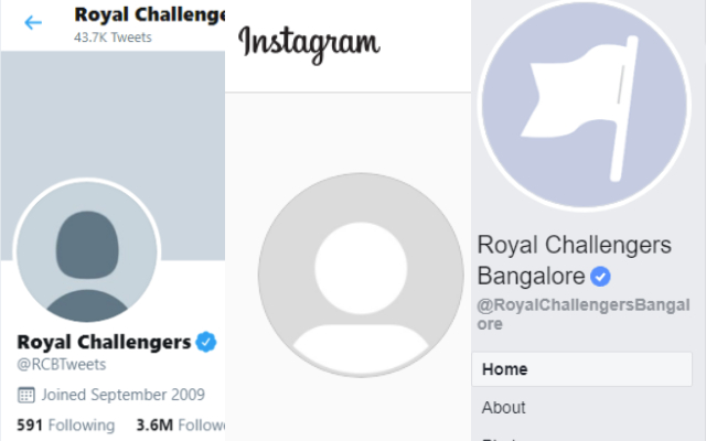 RCB removed display pictures and all of their posts from social media platforms.