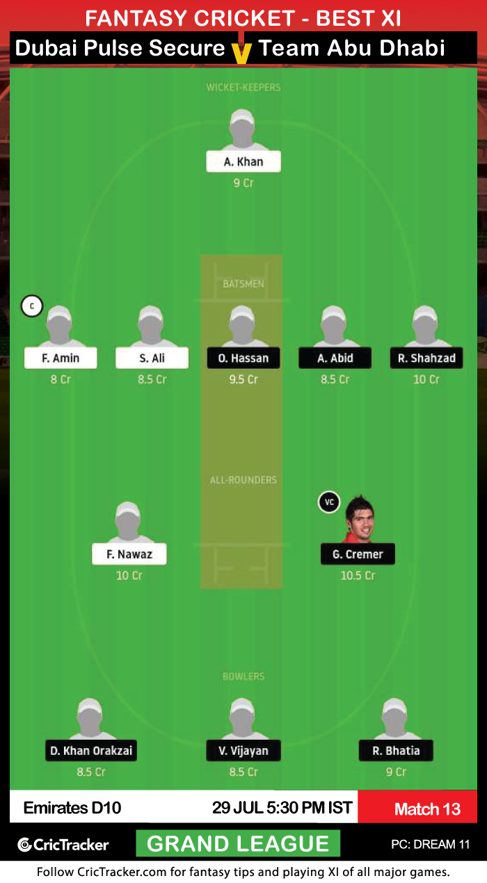 Emirates-D10-League-2020-Match-13,-Dubai-Pulse-Secure-v-Team-Abu-Dhabi-Dream11Fantasy-GL