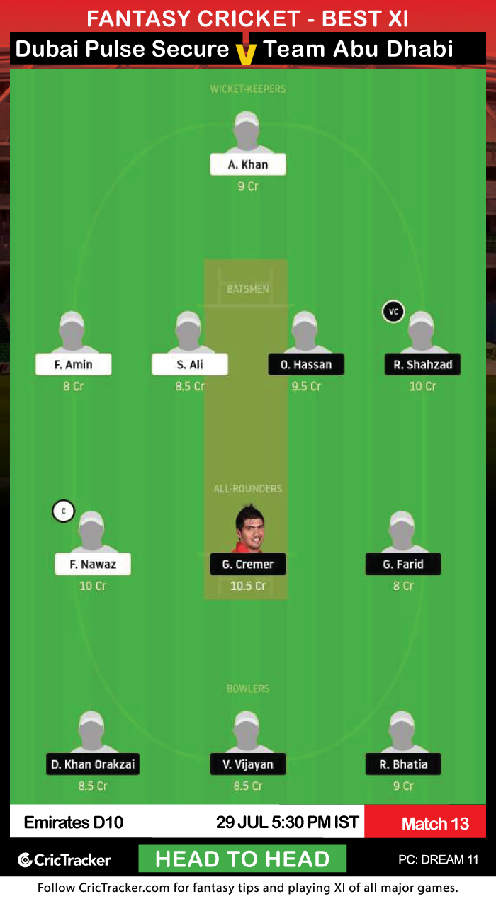 Emirates-D10-League-2020-Match-13,-Dubai-Pulse-Secure-v-Team-Abu-Dhabi-Dream11Fantasy-H2H