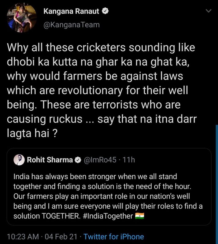 Kangana Ranaut's deleted tweet