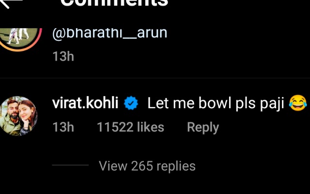 Virat Kohli Comment