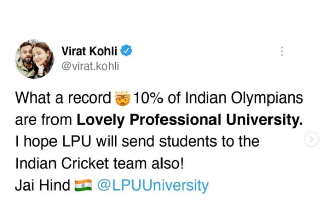 Virat Kohli's LPU post
