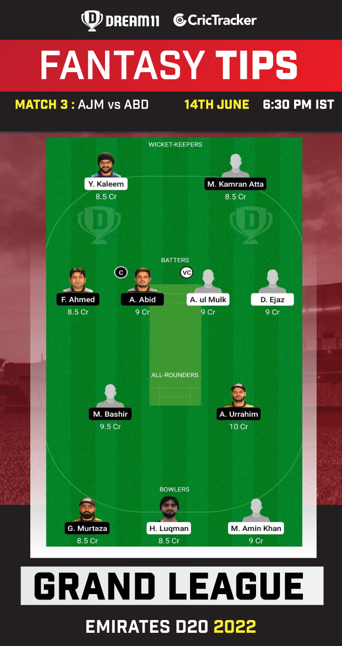 AJM vs ABD Dream11 Prediction