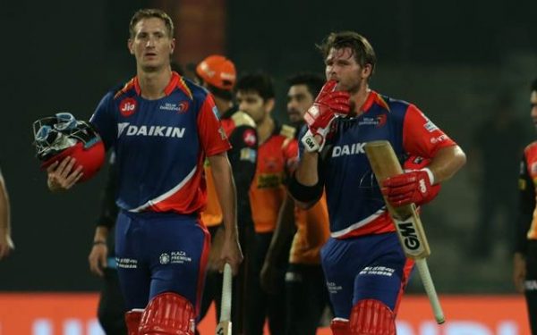 Corey Anderson and Chris Morris of Delhi Daredevils Sunrisers Hyderabad