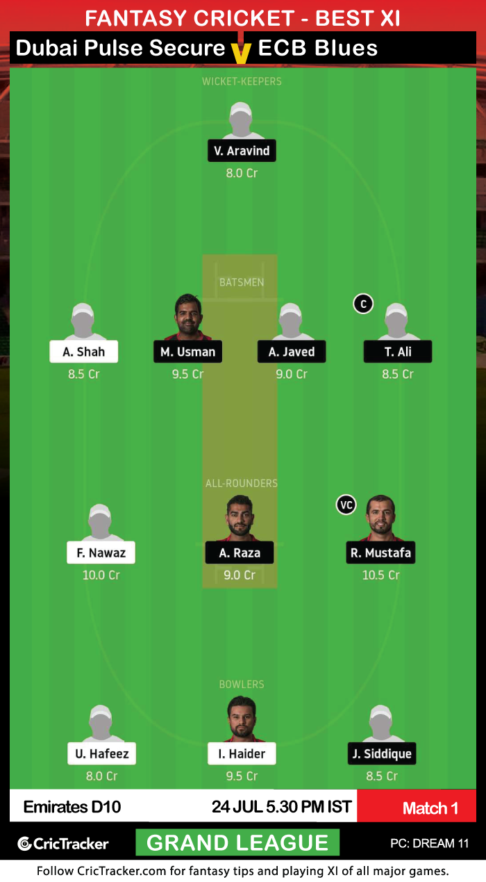 Emirates-D10-League-2020-Match-1,-Dubai-Pulse-Secure-V-ECB-Blues–-Dream11-Fantasy-GL