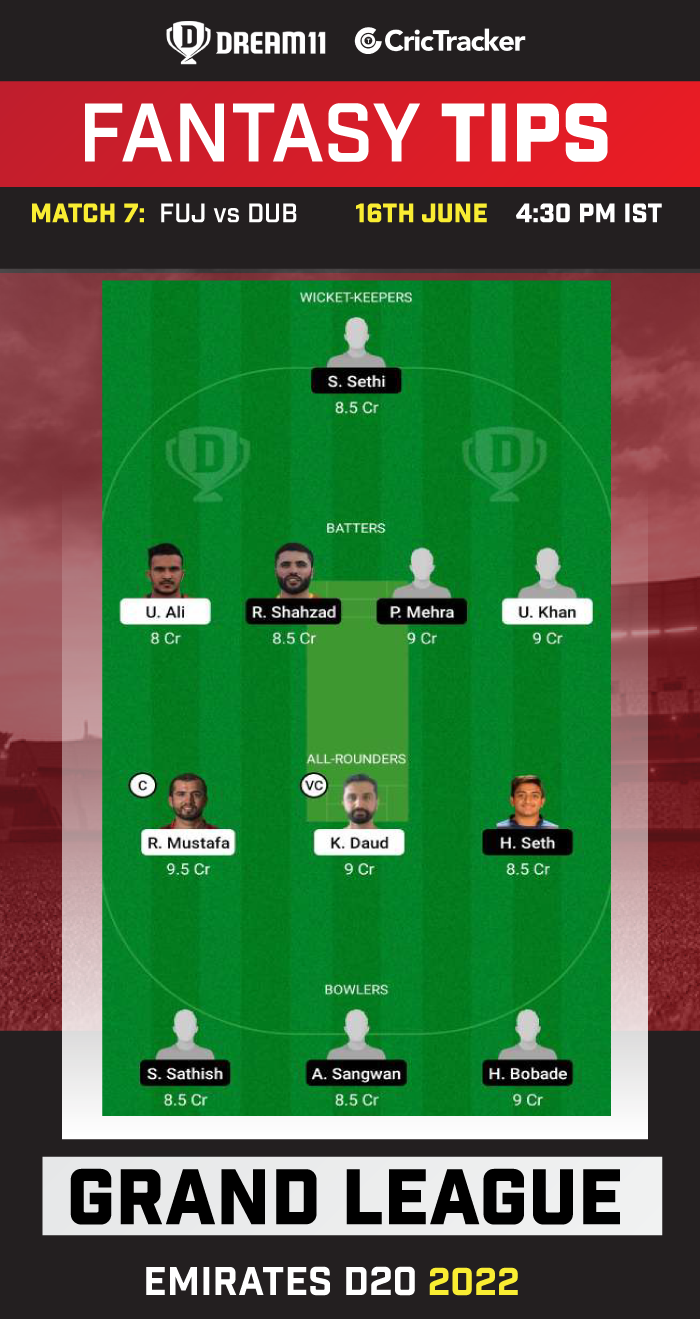 FUJ vs DUB Dream11 Prediction