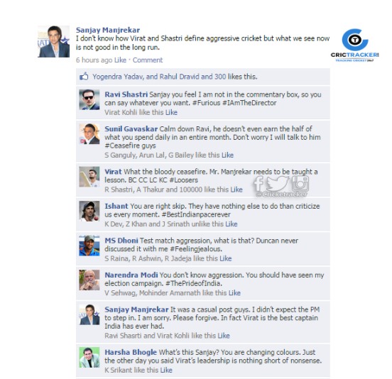 Fake Fb wall Sanjay Manjrekar