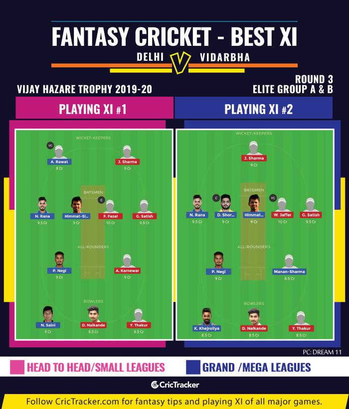 Fantasy-Tips-Vijay-Hazare-Trophy-2019-20-Round-3-Elite-Group-A-&-B-Delhi-vs-Vidarbha