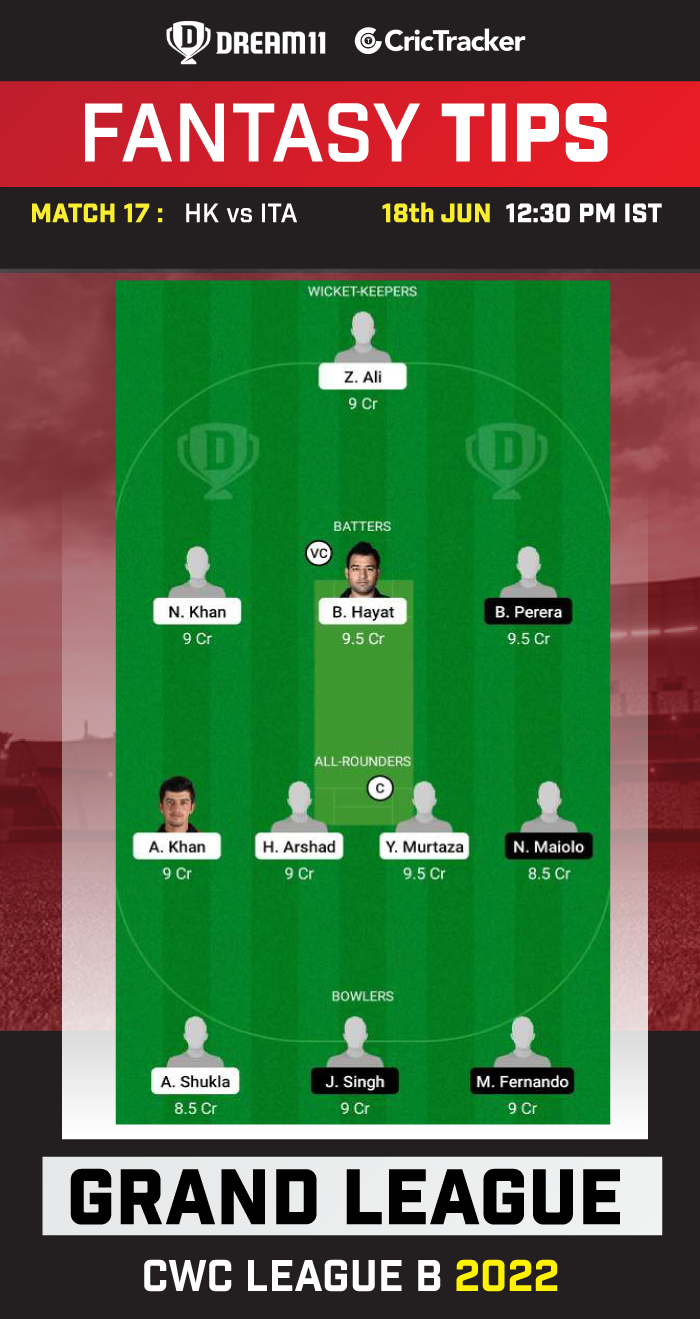 HK VS ITA Dream11 Prediction