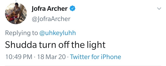 Jofra Archer's tweet