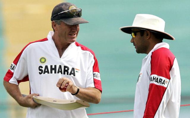 John Wright and Virender Sehwag