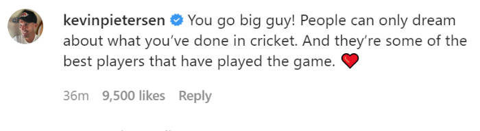 Kevin Pietersen's comment on Virat Kohli's latest post