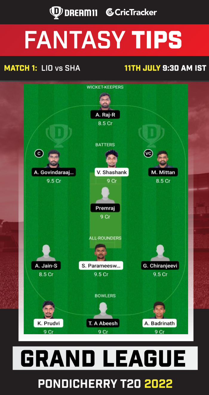 LIO vs SHA Today Dream 11 Best Team