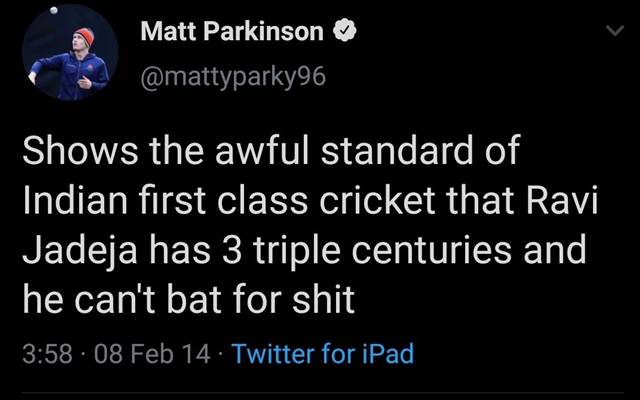 Matt Parkinson's Tweet