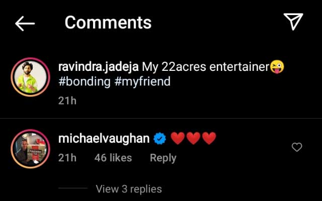 Michael Vaughan's comment on Ravindra Jadeja's post