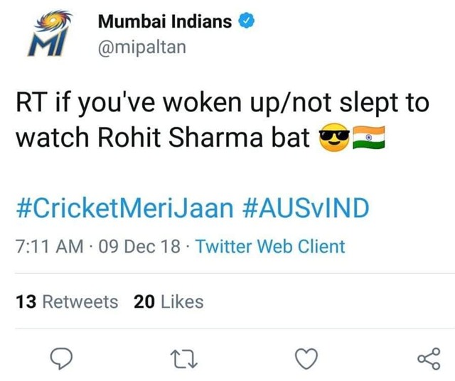 Mumbai Indians' tweet
