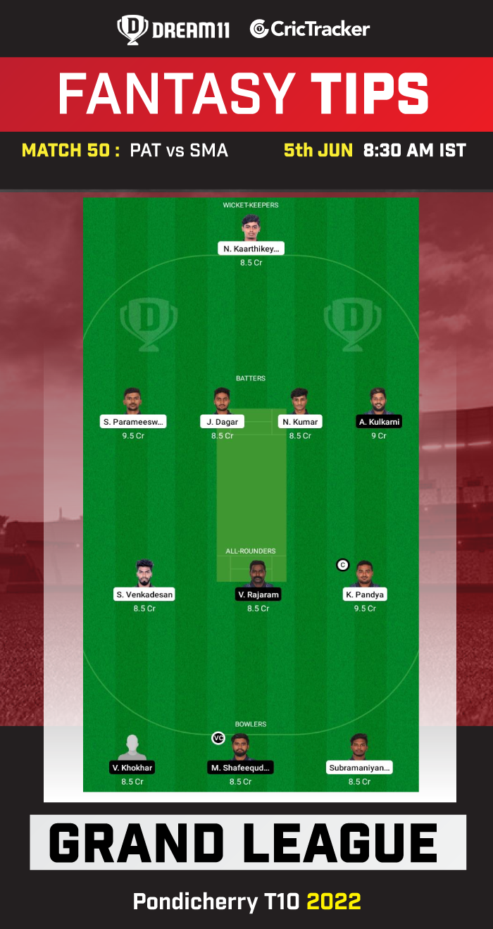 PAT vs SMA Today Dream11 Prediction