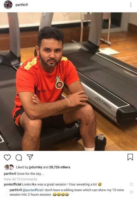 Parthiv Patel's reply to Yuvraj Singh's comment