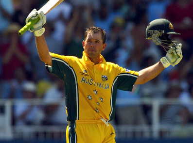 Ricky Ponting celebrates after reaching a century (Photo Source : Zimbo)