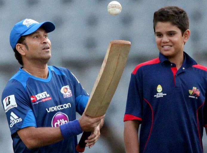 Sachin Tendulkar with Arjun Tendulkar