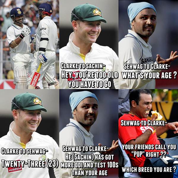 Virender Sehwag vs Michael Clarke 