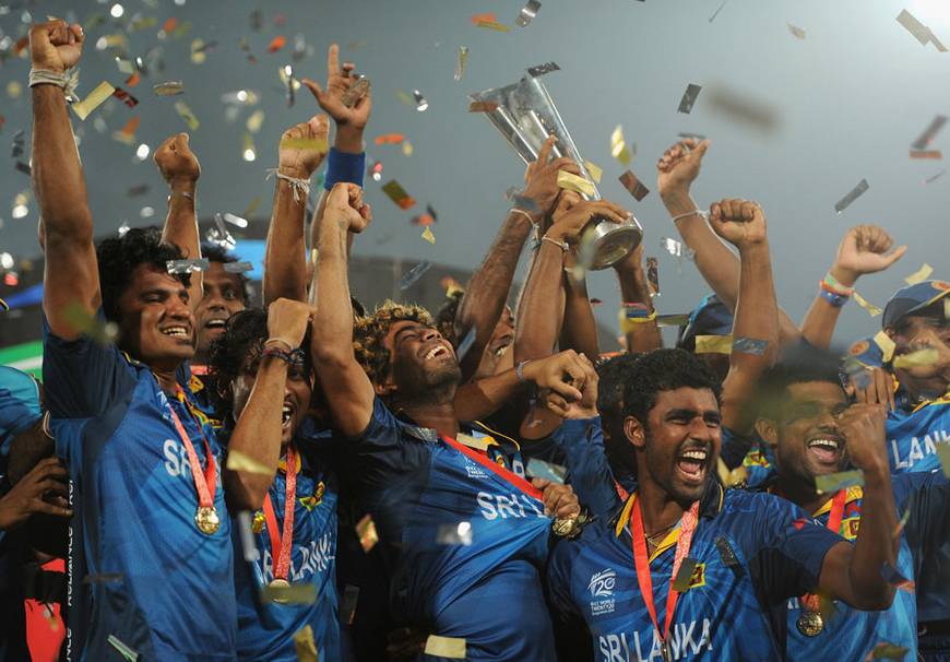 Sri Lanka team celebrates as they become the CHAMPIONS of the T20 WC Edition of 2014. (Photo Source: ICC)