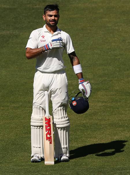 Virat Kohli on captaincy debut constructed his career best knock of 141 at adelaide. (Photo Source: Getty Images)