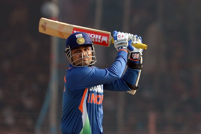 On the 8th December 2011, Virender Sehwag scored his double ton in 140 balls and finished at a score of 219. (Photo Source: AFP)