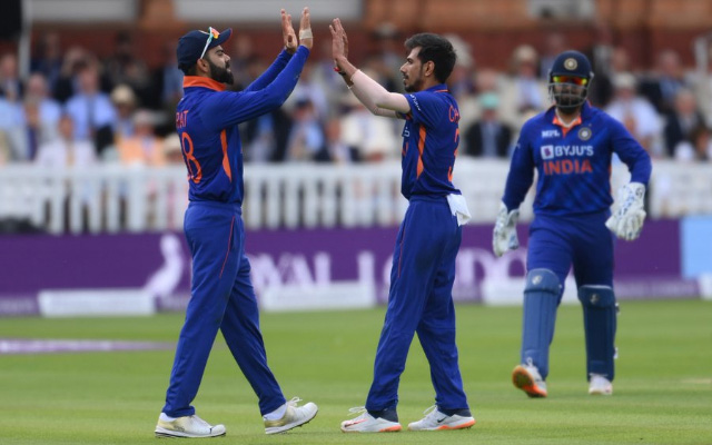 Yuzi Chahal celebrating his wicket Virat Kohli