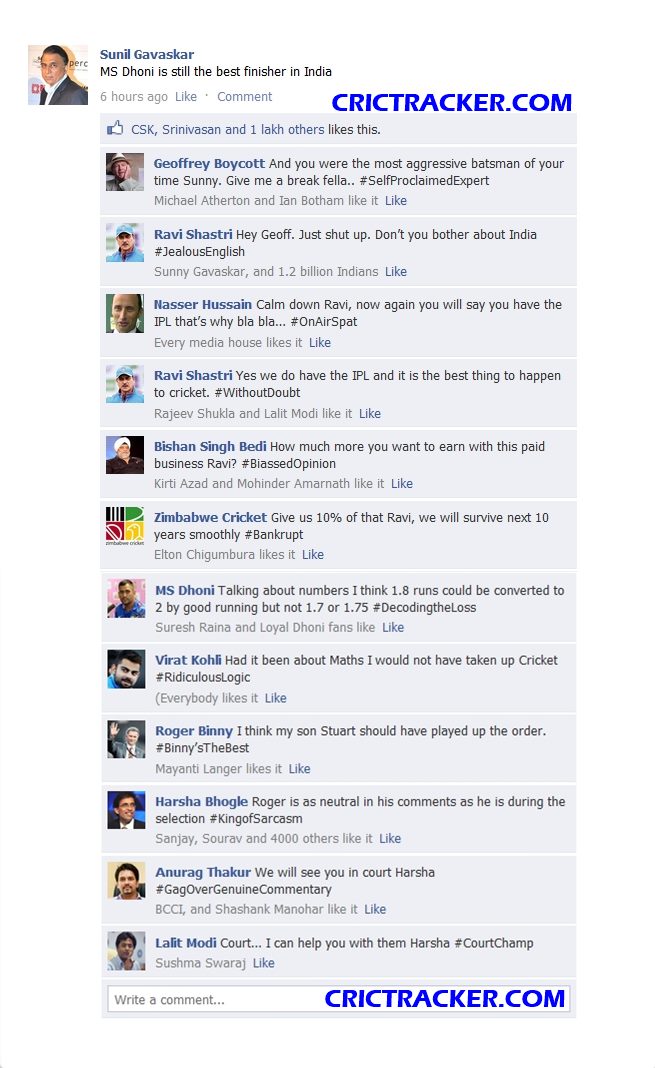 Sunil Gavaskar’s Facebook wall