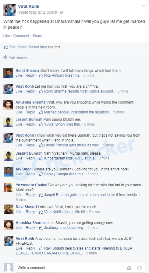 MS Dhoni wants to know where Jasprit Bumrah is hiding in the team hotel.