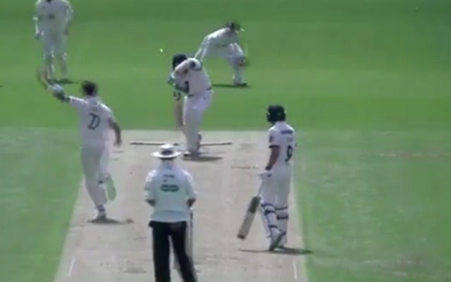 Dale Steyn bowls right through Cheteshwar Pujara's defense