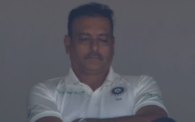 Twitter ridicules Ravi Shastri for taking a nap during the match