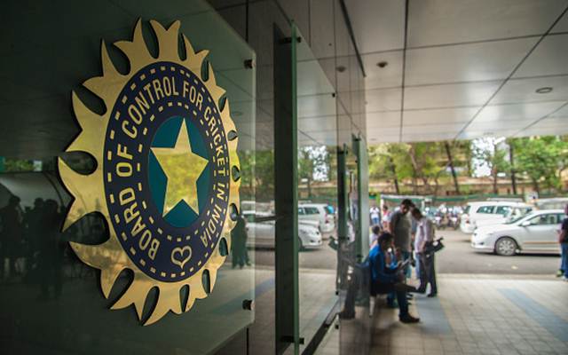 A view of logo BCCI logo. (Photo by Aniruddha Chowhdury/Mint via Getty Images)