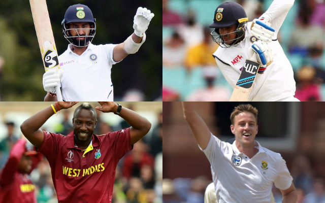 Cheteshwar Pujara, Shubman Gill, Andre Russell, and Morne Morkel