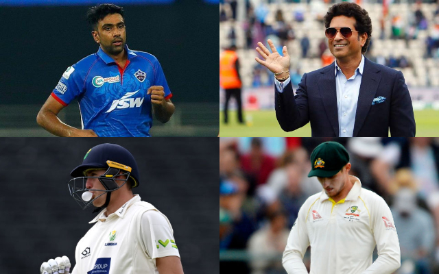 Ravichandran Ashwin, Sachin Tendulkar, Marnus Labuschagne, and Cameron Bancroft