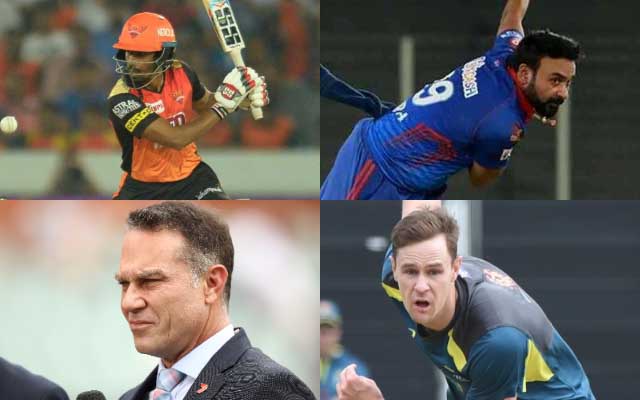 Wriddhiman Saha, Amit Mishra, Jason Behrendorff, and Michael Slater