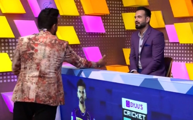 Irfan Pathan and Suresh Raina in pre match show