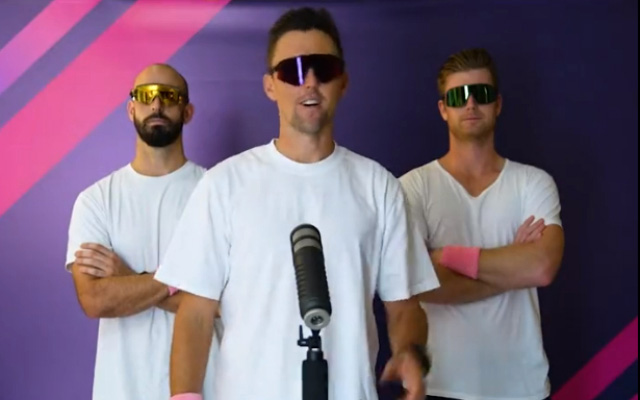 Trent Boult, Jimmy Neesham and Daryl Mitchell in having fun