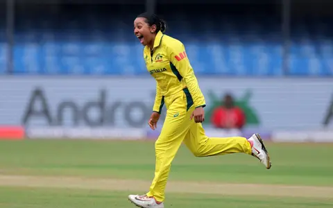 Women's World Cup 2025, Match 26: Alana King celebrates a wicket