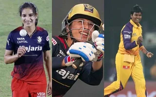 Renuka Singh, Smriti Mandhana and Deepti Sharma