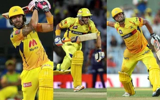 Faf du Plessis, Michael Hussey and Suresh Raina