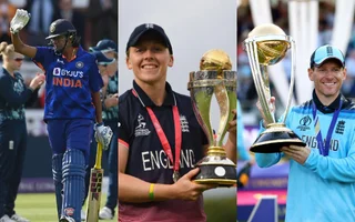 Jhulan Goswami, Heather Knight, and Eoin Morgan