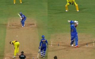 IPL 2025: Rohit Sharma deposits Jamie Overton delivery in second tier