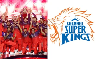 RCB team celebration and CSK Logo
