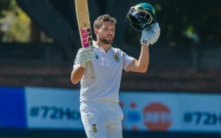 ZIM vs SA 2025 First Test, Day 3: Wiaan Mulder celebrating his ton (Source: X)