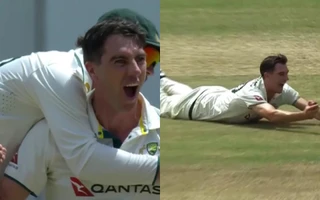 [WATCH] WI vs AUS 2025: Cummins' one-handed grab stuns Carty as visitors take control early on Day 2