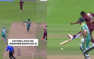 WCL 2025: Sheldon Cottrell showcases fancy footwork to dismiss Sarel Erwee